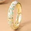 Colorful Vintage Cloisonne Bangle Enamel Floral Chinese Flower Crystal Bangle Ethnic Traditional Women's Hand Bracelet Girls