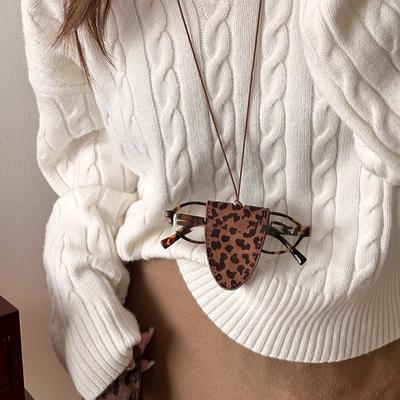 Leather Triangle Glasses Case Cute Designer Glasses Pouch Leopard Print Glasses Bag Magnificent Magnetic Eyewear Case For Social