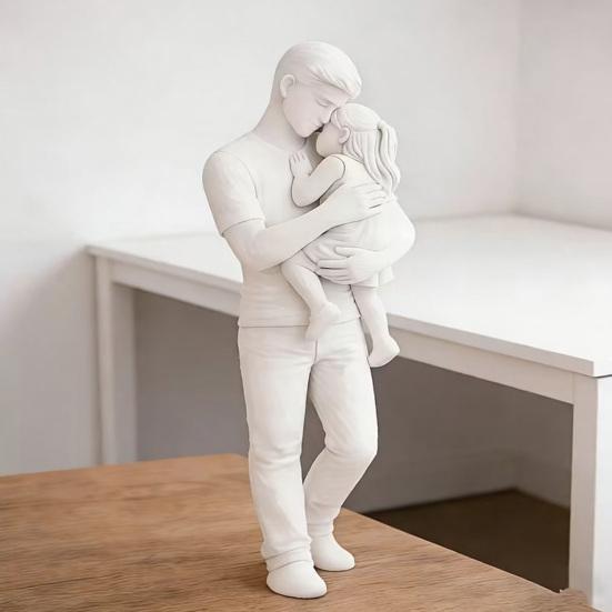 Father And Daughter Figurine 3D Printed Dad Holding Kid Statue Father's Day Birthday Gifts from Daughter