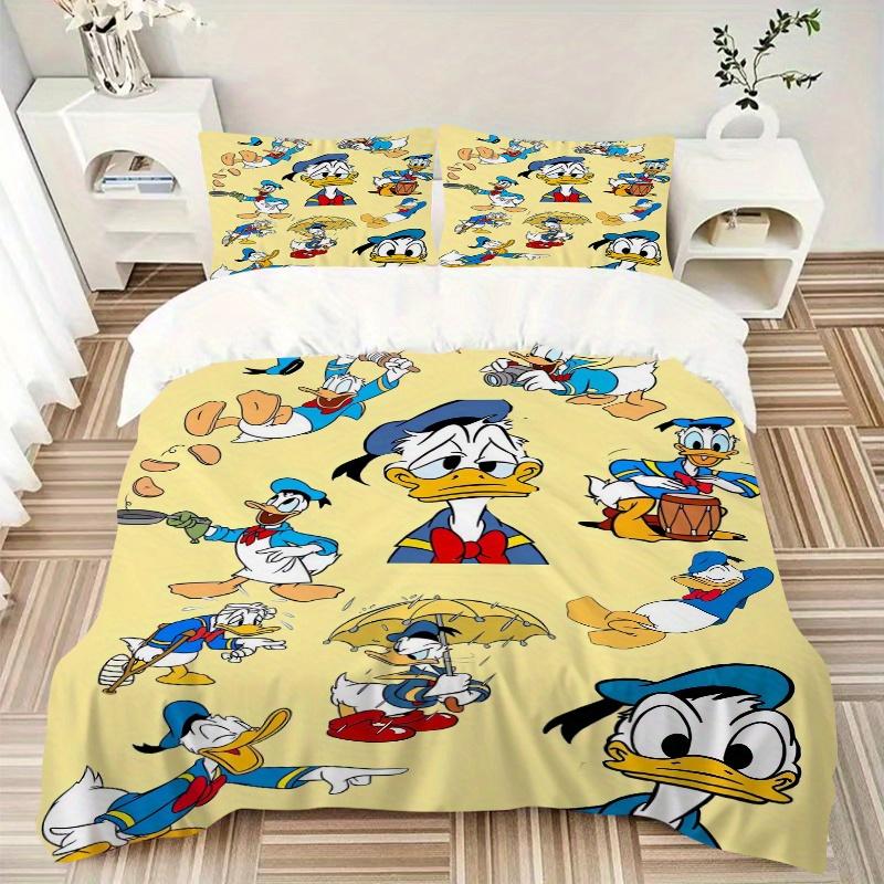 3-teiliges Donald Duck Charakter Bettwäsche-Set Weich und Bequem Schlafzimmer, Gästezimmer und Wohnheim Dekor Bettwäsche-Set W041