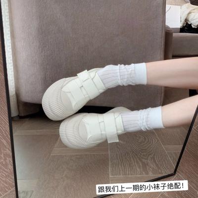 [] Soft Cute Cute~ Big Round Head Velcro Biscuits Platform Casual Shoes Women's Little White Shoes Board Shoes