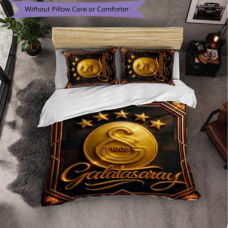 Biancheria da letto a tema Galatasaray FC Set 3 Pezzi Copripiumino Biancheria da letto decorativa per camera da letto per adolescenti Decorazione per la casa