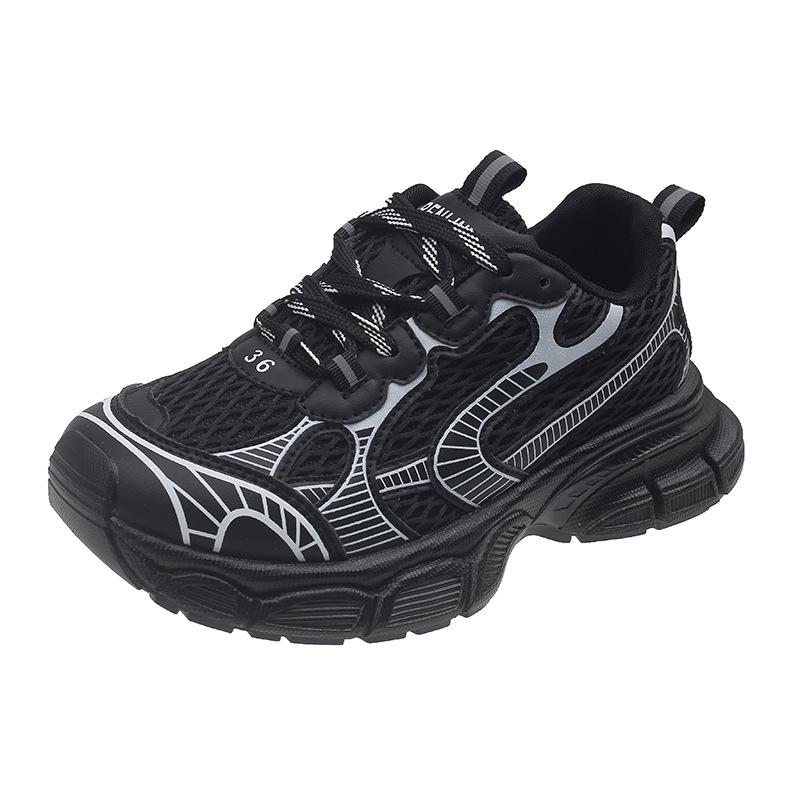 Hong Kong Style Platform Mesh Dad Shoes Women's Ins Tide 2025 New Retro Lace-up Casual Height-increasing Sports Shoes Women