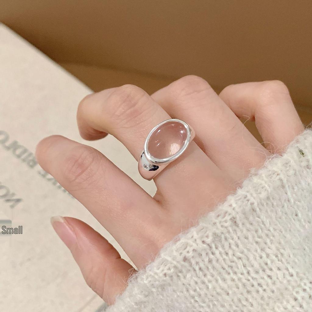 French Vintage Red Oval Women's 925 Silver-Plated Adjustable Ring - Korean Style Influencer Chic