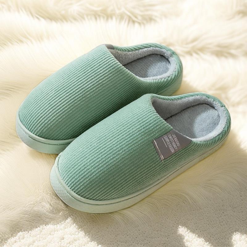 Cotton slippers women's winter home hair slippers piled warm home couple cotton shoes soft sole