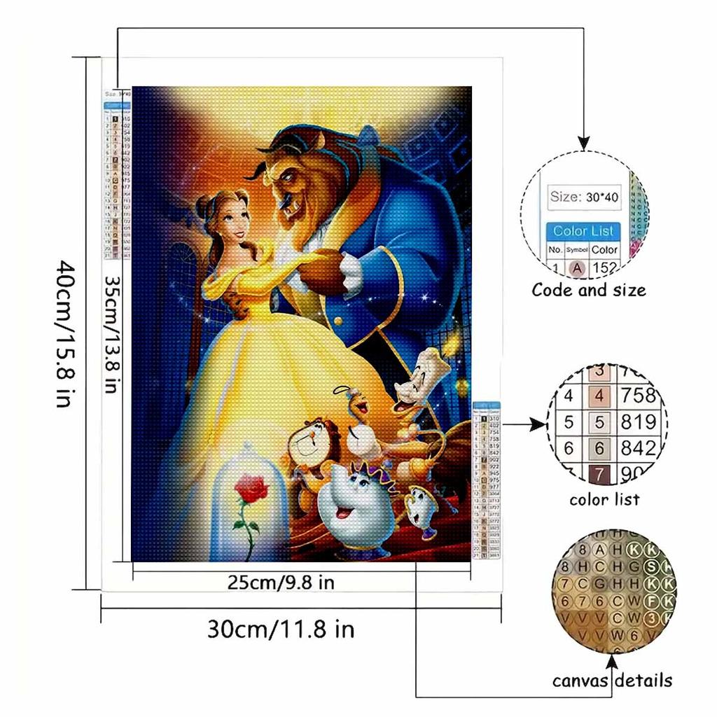 Full Round Diamond Painting Beauty and The Beast Art Rhinestone Picture Mosaic DIY 5D Cross Stitch Embroidery Home Decoration