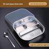 Food Grade 304 Stainless Steel 3-Compartment Lunch Plate with Lid