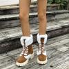Autumn Winter Midsole Thick Warm Snow Boots with Thick Soles Thick Heels Simple Comfortable Midsole Boots for Women