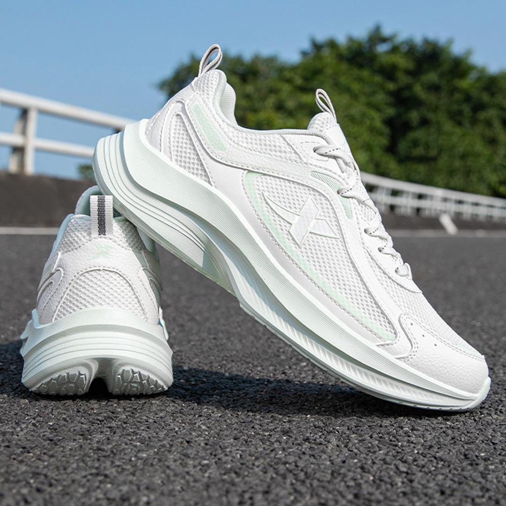 Xtep Simple Versatile Breathable Lightweight Low-Top Casual Running Shoes Women sneaker White Green 875218110040-5
