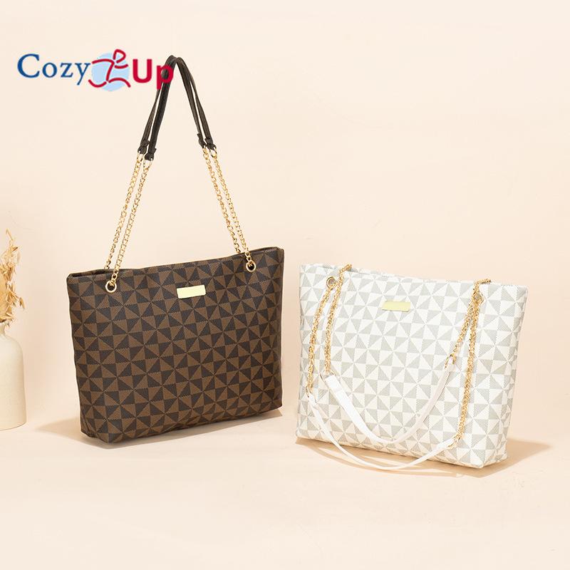 Женская сумка-тоут Cozy Up с геометрическим принтом и блестящей декоративной цепочкой — фото 5