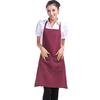Unisex Simple Pure Color Kitchen Restaurant Bib Cooking Apron with Pocket
