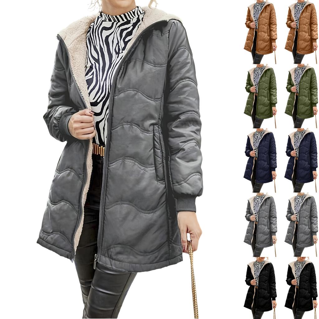 Women's Solid Color Thick Long  Sleeve Fashion Coat Jacket