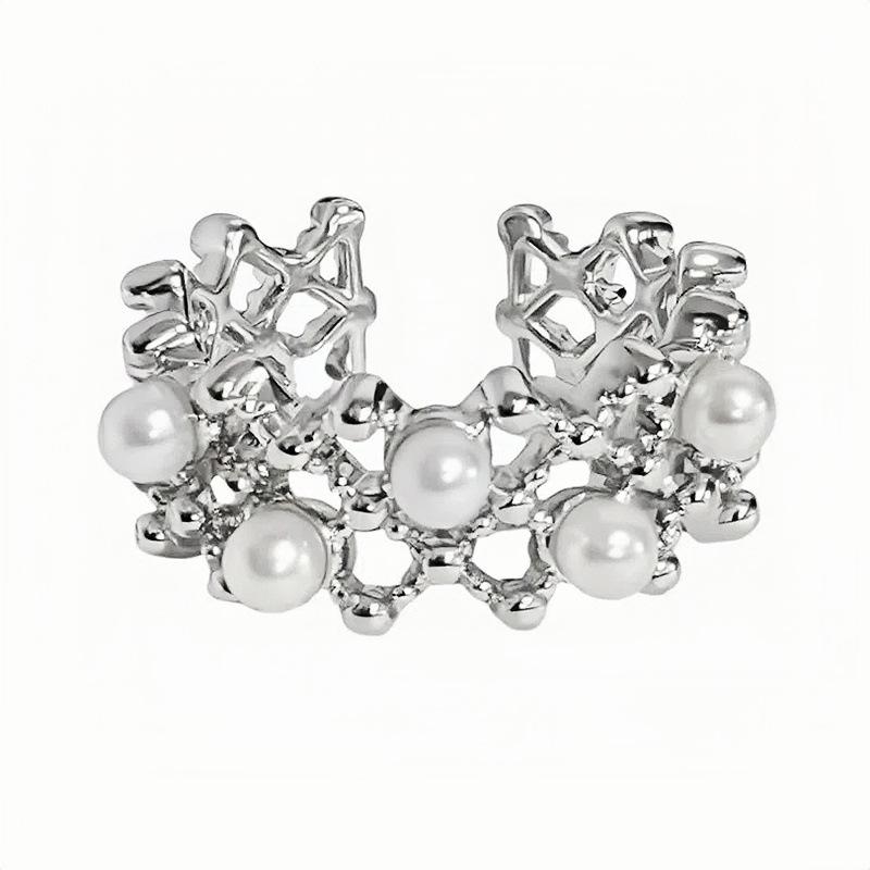 Exquisite Niche High-End Bead Fringed Ring Women'S Fashion Light Luxury Zircon Double-Layer Geometric Open Index Finger Ring