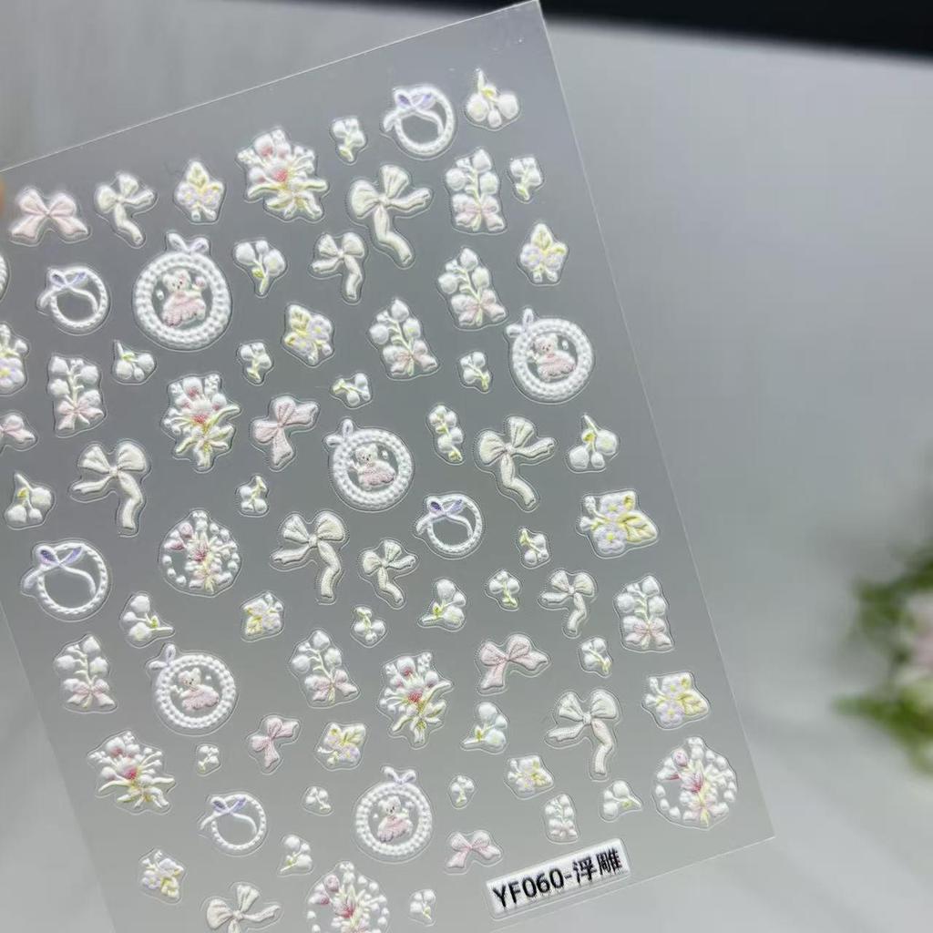 Rose & Butterfly 5D Embossed Nail Art Stickers - Chinese National Style for Valentine's Day