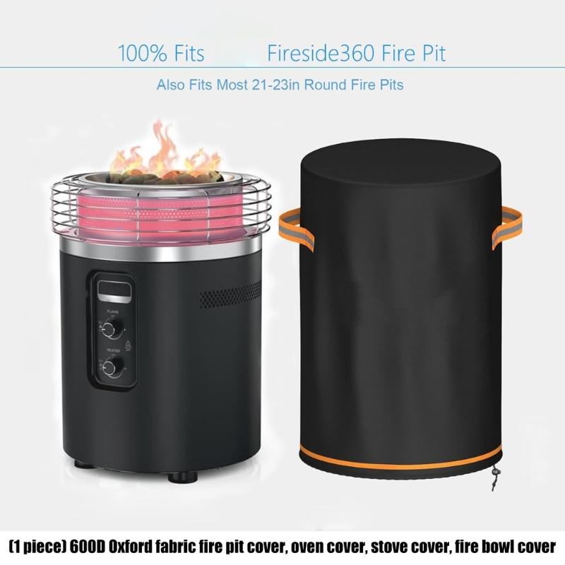 Fire Column Cover Round Outdoor Furniture Protector With Handle Cylinder Fireplaces Cover Protector For Yard