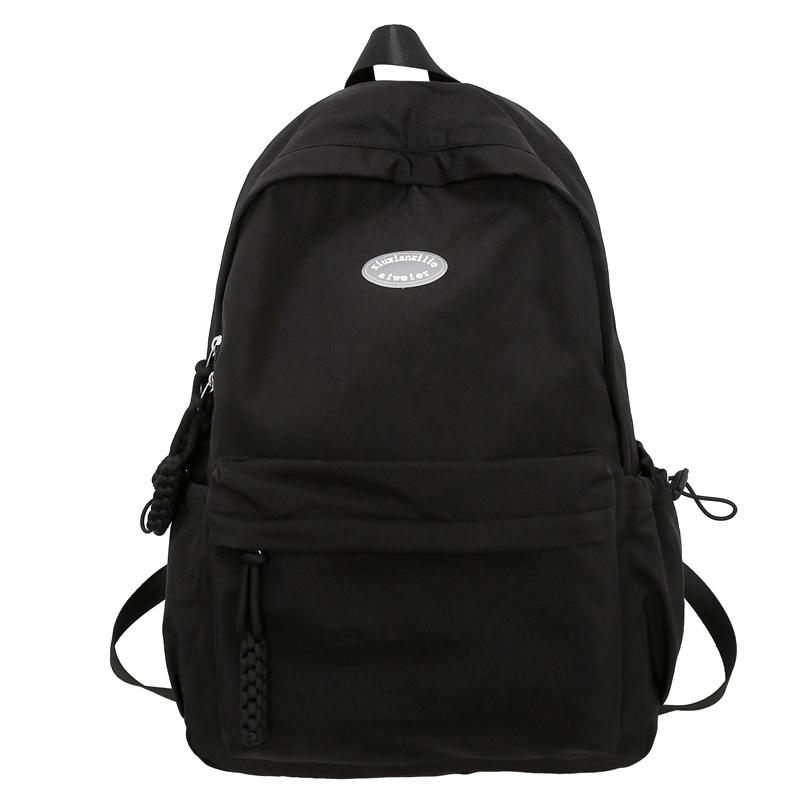 

Школьная сумка для женщин, младших школьников, школьный рюкзак, однотонный рюкзак, рюкзак чёрный