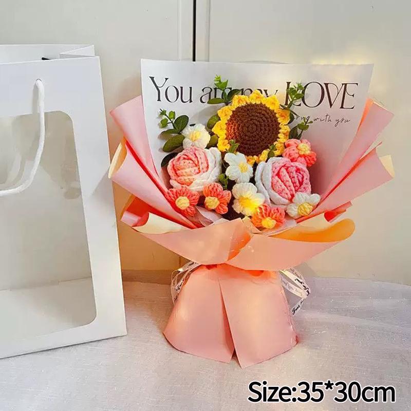 Artificial Flower Crochet Bouquet Eternal Flowers Valentine's Day Graduation Bouquet Wedding Guest Gift New Year Bouquet Flowers