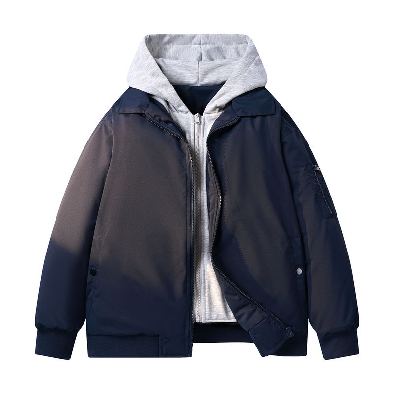 

Medm Beprp Fake Two-Piece Hooded down Cotton Jacket for Men, Trendy Brand, Warm and Windproof Coat, Thickened for Autumn and Winter My8901 Navy Blue L