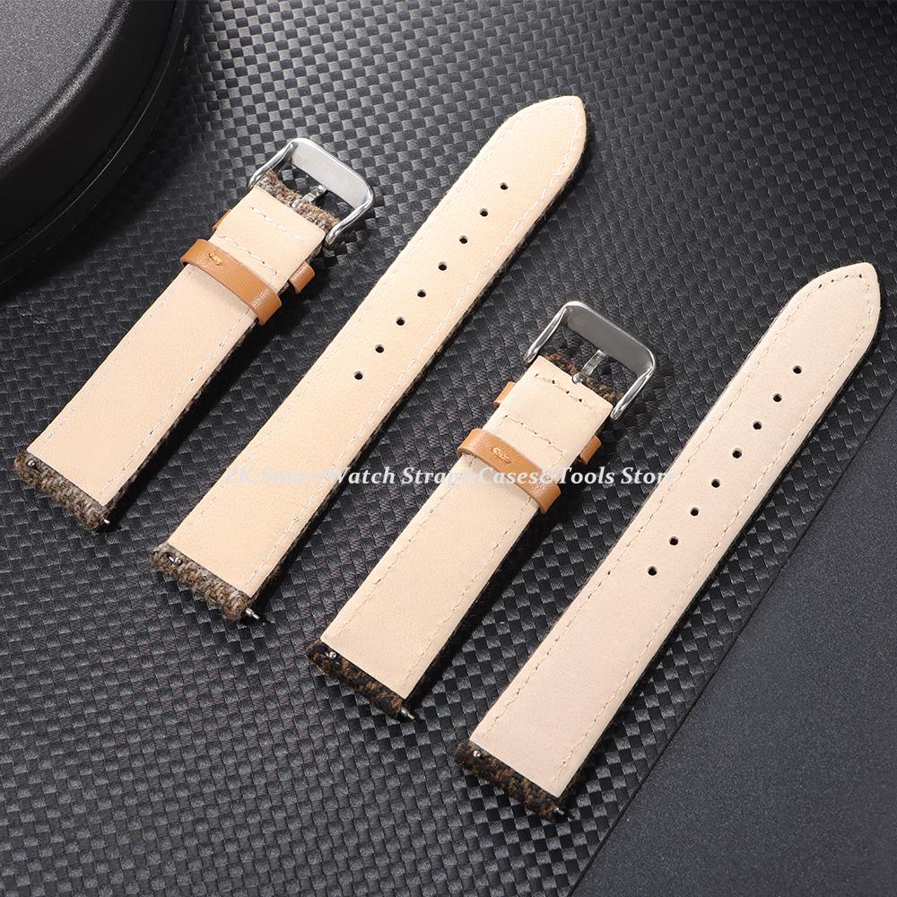Vintage Nylon Leather Watch Strap 18mm 20mm 22mm Quick Release Watchband for F-91w Bracelet Brown Knitted Woolen Wristband Belt