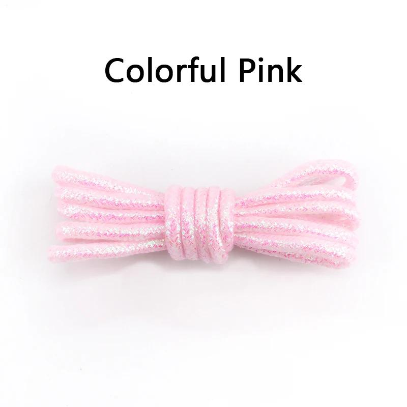 Round Glitter Shoelaces of Sneaker Trendy Bright White Colorful Lurex Shoelaces White Casual Sports Leather Running Shoes Laces
