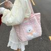 Cute Cotton Embroidery Women's Shoulder Bags Casual Quilted Ladies Large Capacity Tote Shopper Bag Lovely Dog Purse Handbags