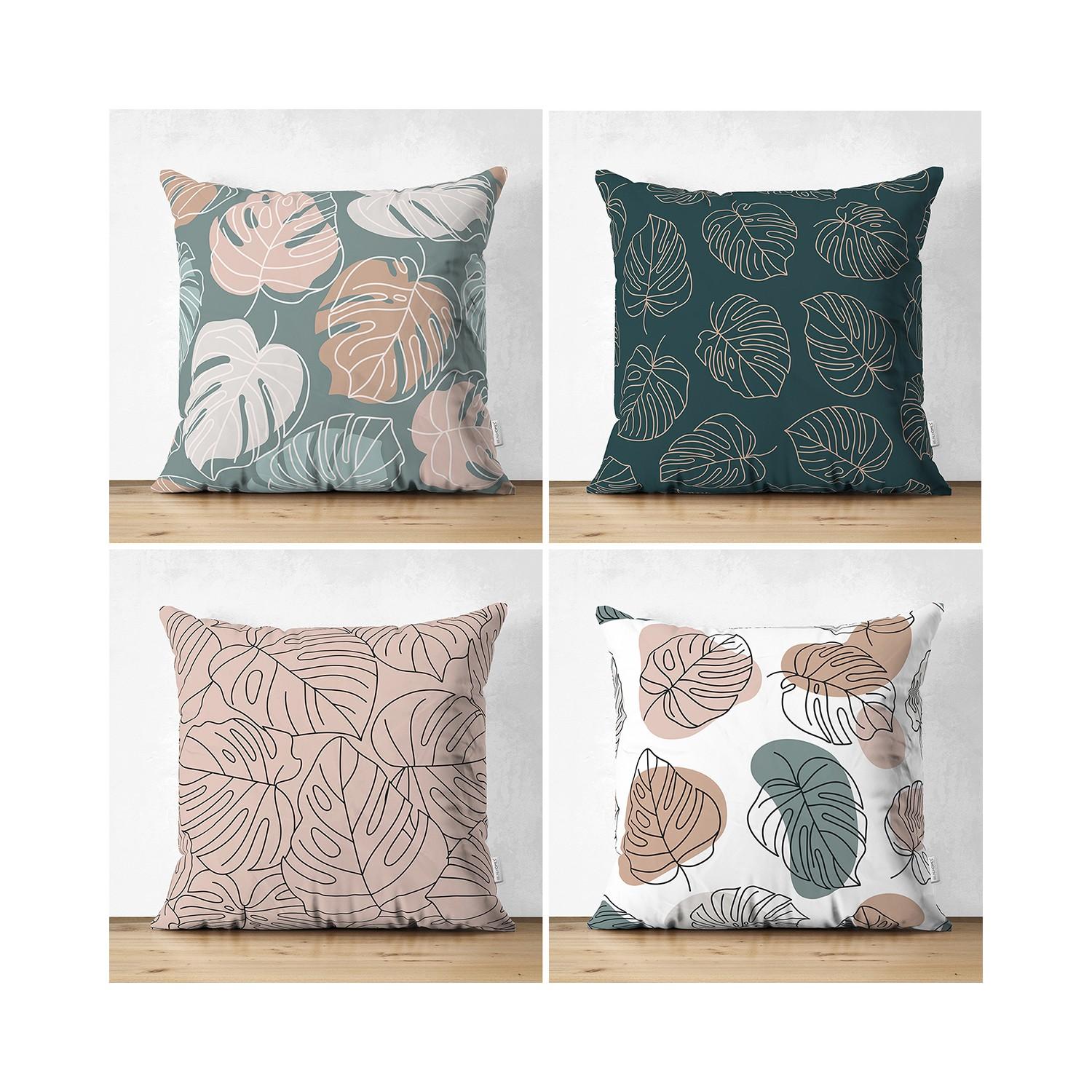 

Набор из 4 двухсторонних цветных фонов Onedraw Drawing Leaf Patterned Modern Suede Cushion Cover Set