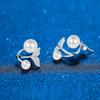 D Color 0.24CT Moissanite Mermaid Ear Jacket Front Back Ear Cuffs Double Pearl Stud Earring Freshwater Cultured Pearl Earrings Studs