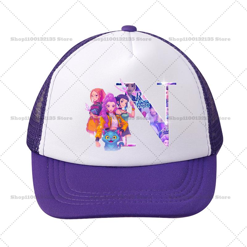 Kpop Demon Hunters Girl Baseball Cap Kawaii Sun Hat Parent Child Couple Casual Outdoor Hats Peaked Birthday Gift 26letters Round Sensory Compression