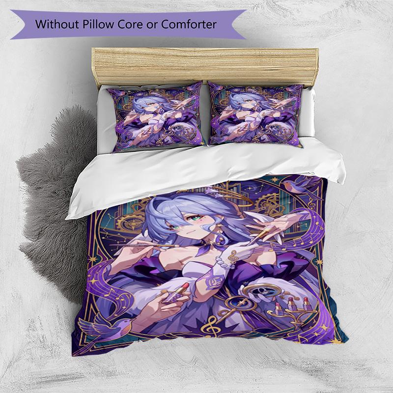 3pcs Duvet Cover Set (1*Duvet Cover + 2*Pillowcase, Without Core), Robin (Honkai Star Rail) Print Bedding Set, Bedroom Decor, All‑Season, Birthday Gif