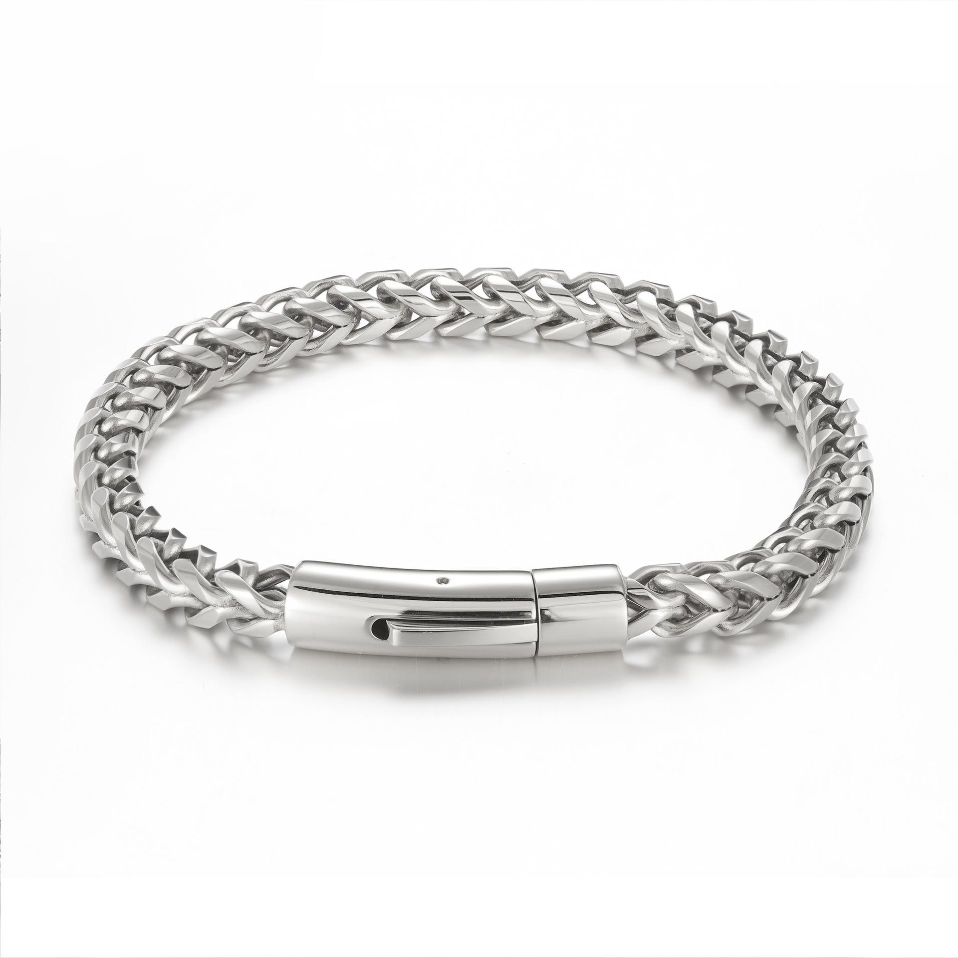 Niche fashion bracelet retro titanium steel spring buckle bracelet men s jewelry gift