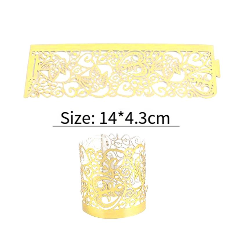 A44Z-50PCS LED Candle Lampshade Laser Cut Napkin Ring Napkin Buckle Holder Laser-Hollowed Lampshade Party Table Decor