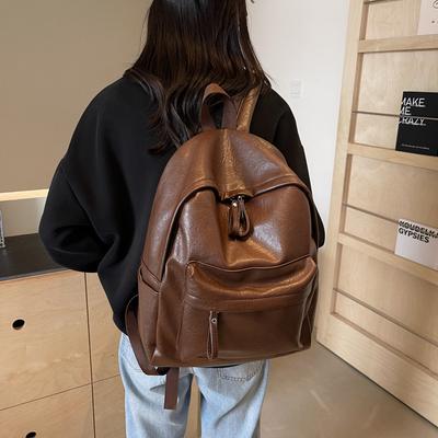 School Bag Female Korean Version Solid Color High School College Student Junior High School Student Simple Versatile Campus Backpack