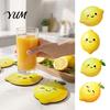 Natural Wood Grain Coasters 4PCS Cute Lemon Shape Wooden Coasters, Non-slip Heat Insulation Pads, for Drinks Decorative Tableware Kitchen Dining Table