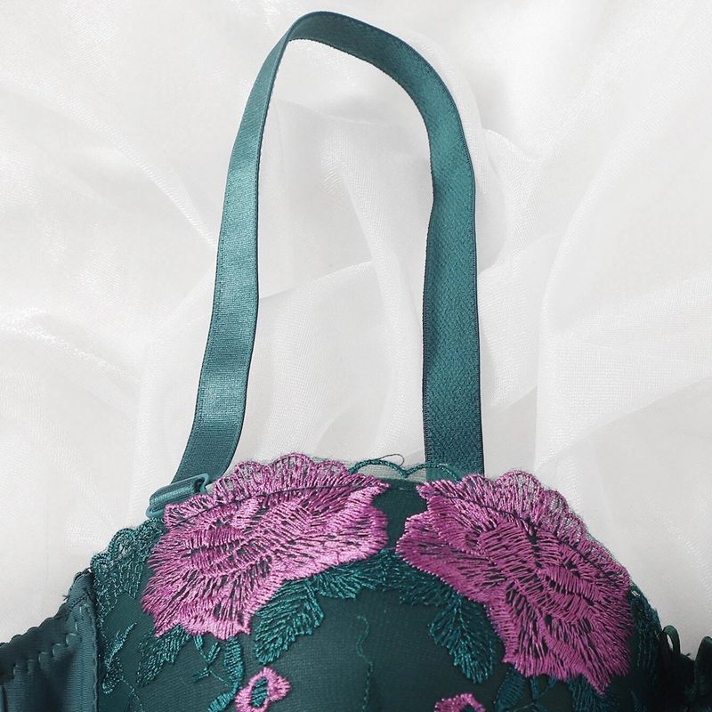 Dámské podprsenky větší velikosti s kosticovými podprsenky Half Cup s výšivkou květin C Cup spodní prádlo