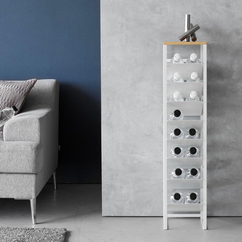 Tower Bottle Storage Rack with Top Wine by Yamazaki Liquor Wine Bottle Slim Bottle for PET Gap Storage 8-Tier Shelf, White, Bar, Jitsugyo, Supplies,