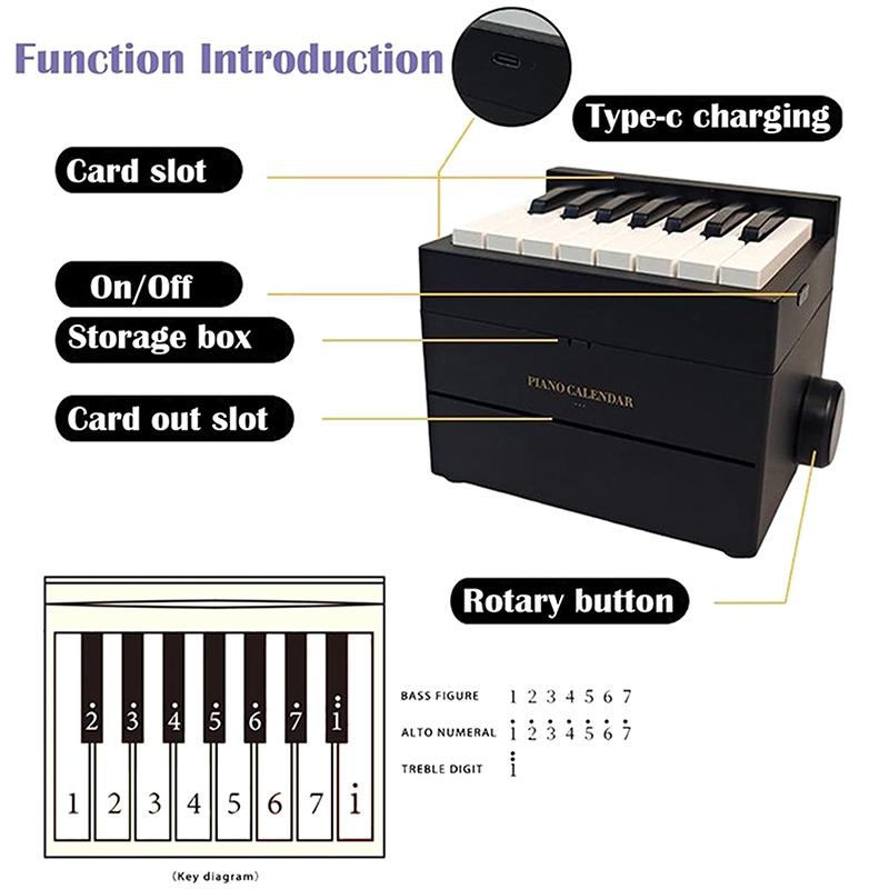 Interactive 2026 Desk Calendar, Swift Compact Piano with 52 Music Sheets, Miniature Playable Piano
