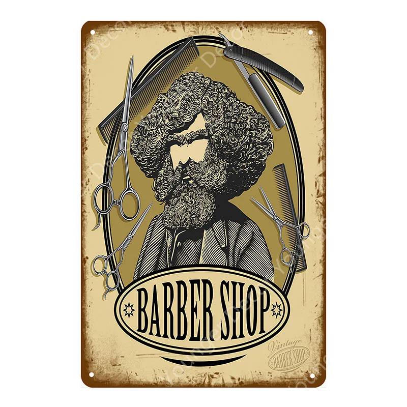 Vintage Barber Shop Metal Signs Shaving Hair Cut Poster Cafe Bar Pub Retro Plaque Haircut and Shave Beard Iron Plates YL002