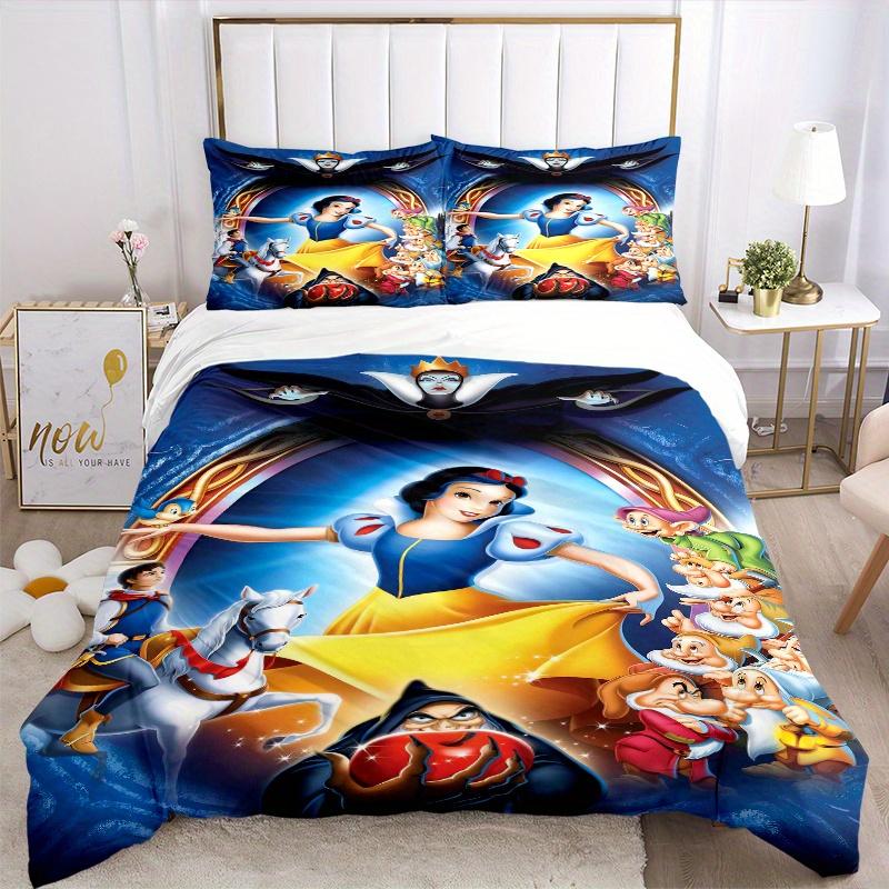 3pcs Snow White Animation Printed Quilt Set Soft and Comfortable Quilt Cover for Bedroom, Guest Room S091