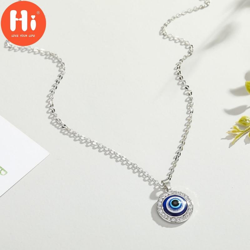 Bonjour 1PC Collier Pendentif Turc Cristal Yeux Maléfiques Pour Bijoux Femme Couleur Or Chaînes Clavicule Colliers