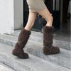 2025 autumn and winter new fashion flat-bottomed fluffy fashion boots women's thick-soled trend warm plush boots women