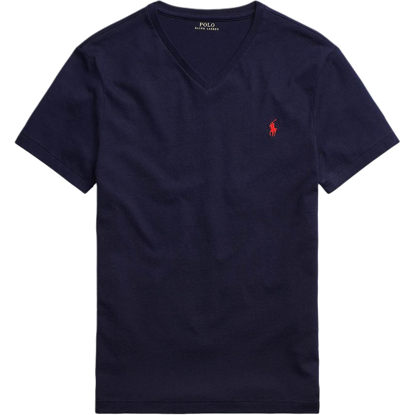 Polo Ralph Lauren Classic V-Neck Knit Short Sleeve T-Shirt Men Tops Navy MNPOTSH1N820062-410 XXL
