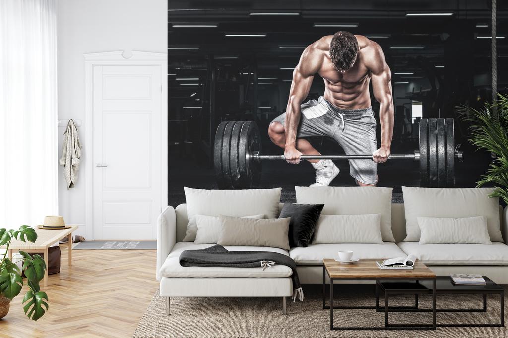 Photomural Bodybuilder With A Barbell Washable Fleece 368x280