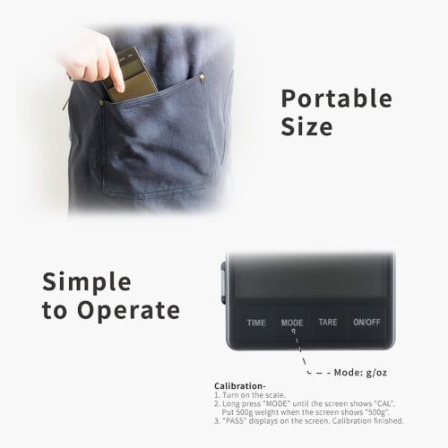 Watchget Pocket Digital Scale, Portable Weighing Scale with Insulation Mat, High-Precision Drip Scale, Electronic Coffee Scale, Small, 1000g Capacity,