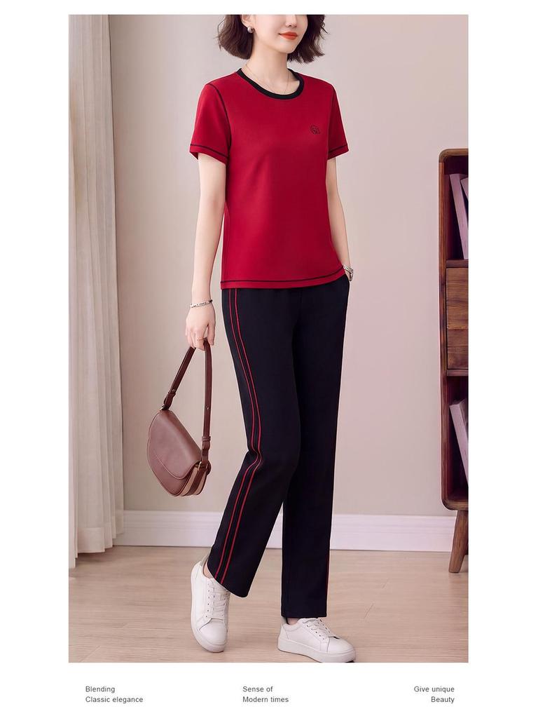 Trendy Summer 2026 Women's Two-Piece Set: Short-Sleeve Top and Loose Trousers