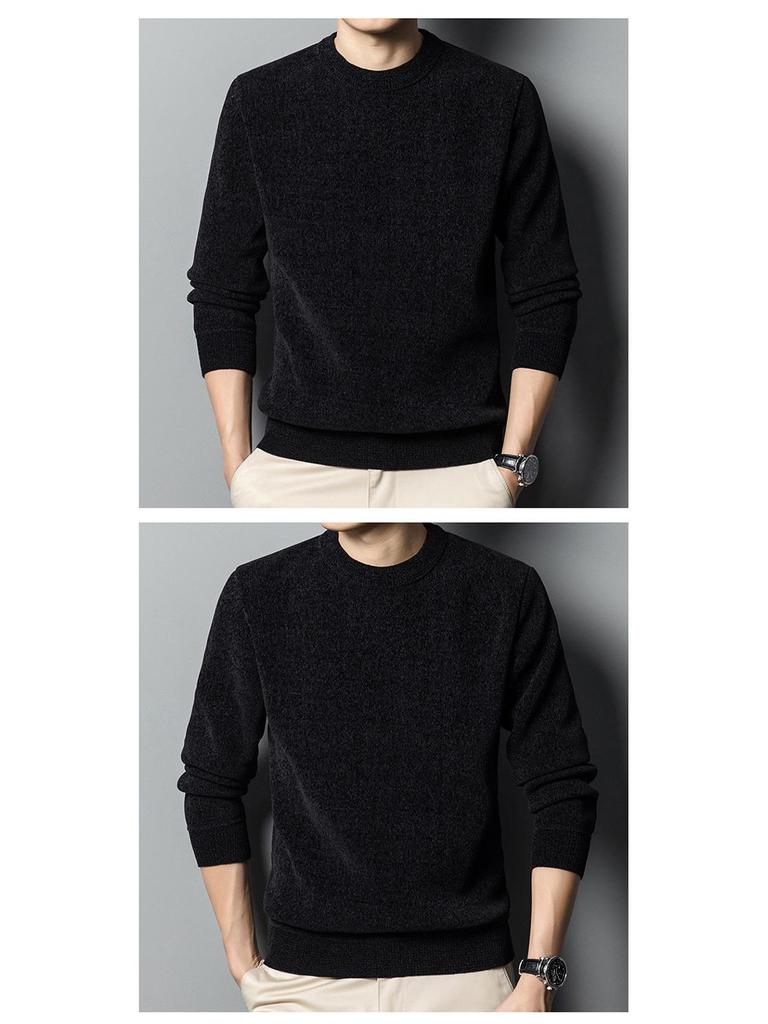 Men's Chenille Fleece One-Piece Knitwear: Thickened Warm Winter Woolen Base Layer Sweater