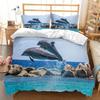 Dolphin Duvet Cover Set Cute Jumping Dolphins Bedding Set Microfiber Marine Animals Comforter Cover with 2 Pillow Sham Twin King
