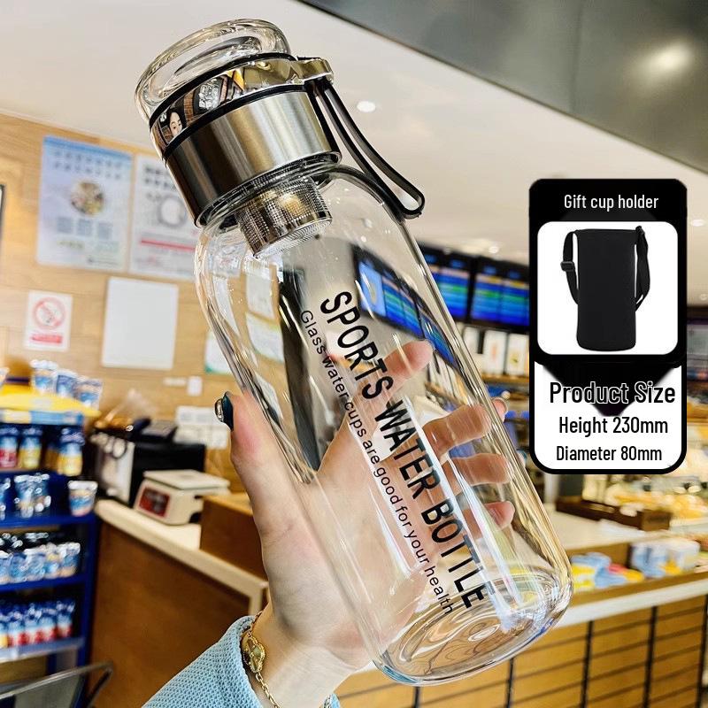 Durable High Borosilicate Glass Water Bottle with Tea Infuser – Large Capacity, Drop-Proof, High-Temperature Resistant