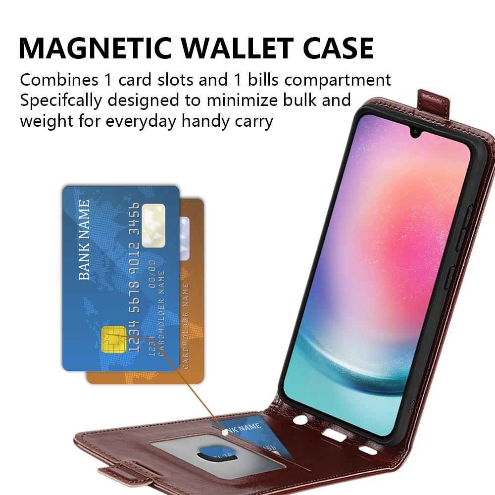 Etui dla Samsunga Galaxy A16 5G/A16 4G z przegródkami na karty, skórzane etui na telefon z klapką pionową