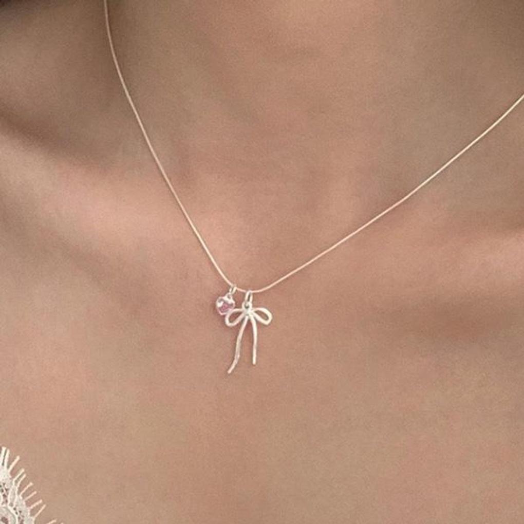 Women's Daily Free Chain Pink Heart Necklace