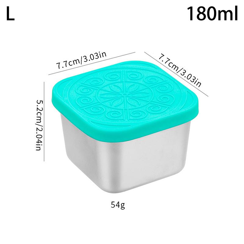 1/2 Pcs Stainless Steel Salad Box Snack Seasoning Container With Silicone Lids Leakproof Stackable Dressing Food Storage Box